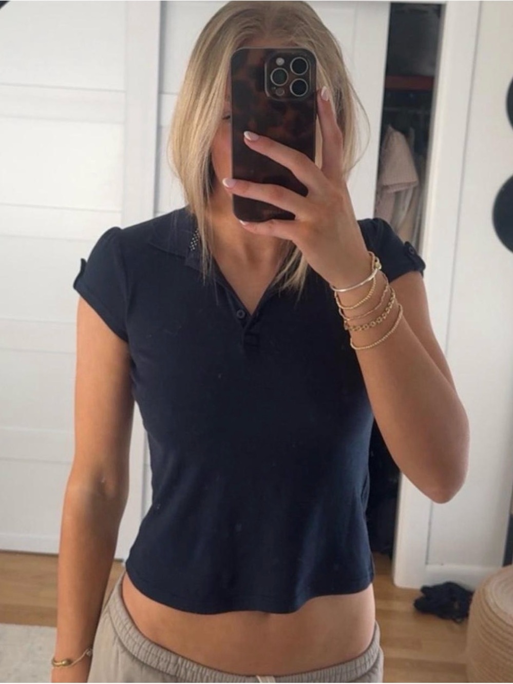 Cat & Jack Black Cropped Polo Top
